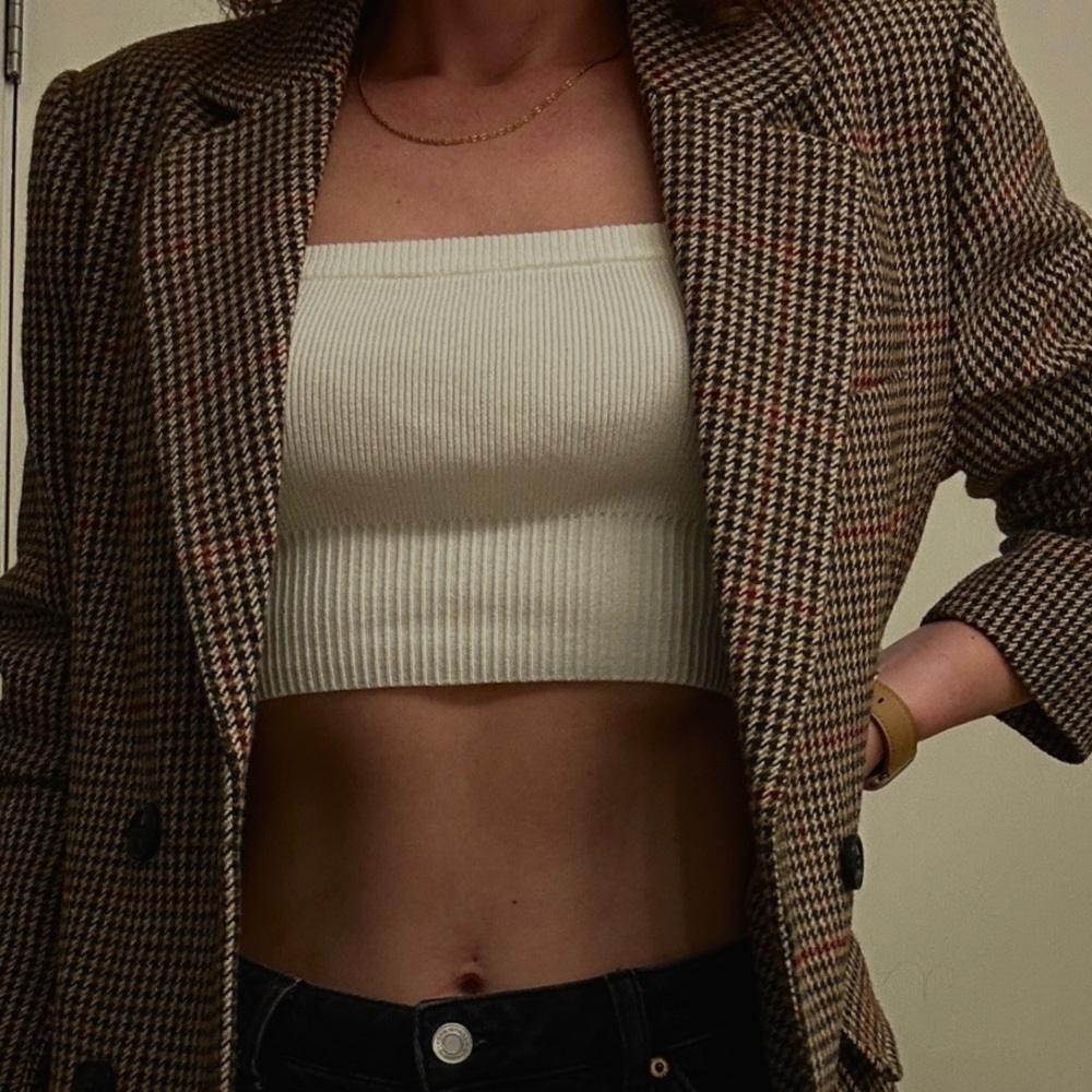 Cropped Ivory Knit Top